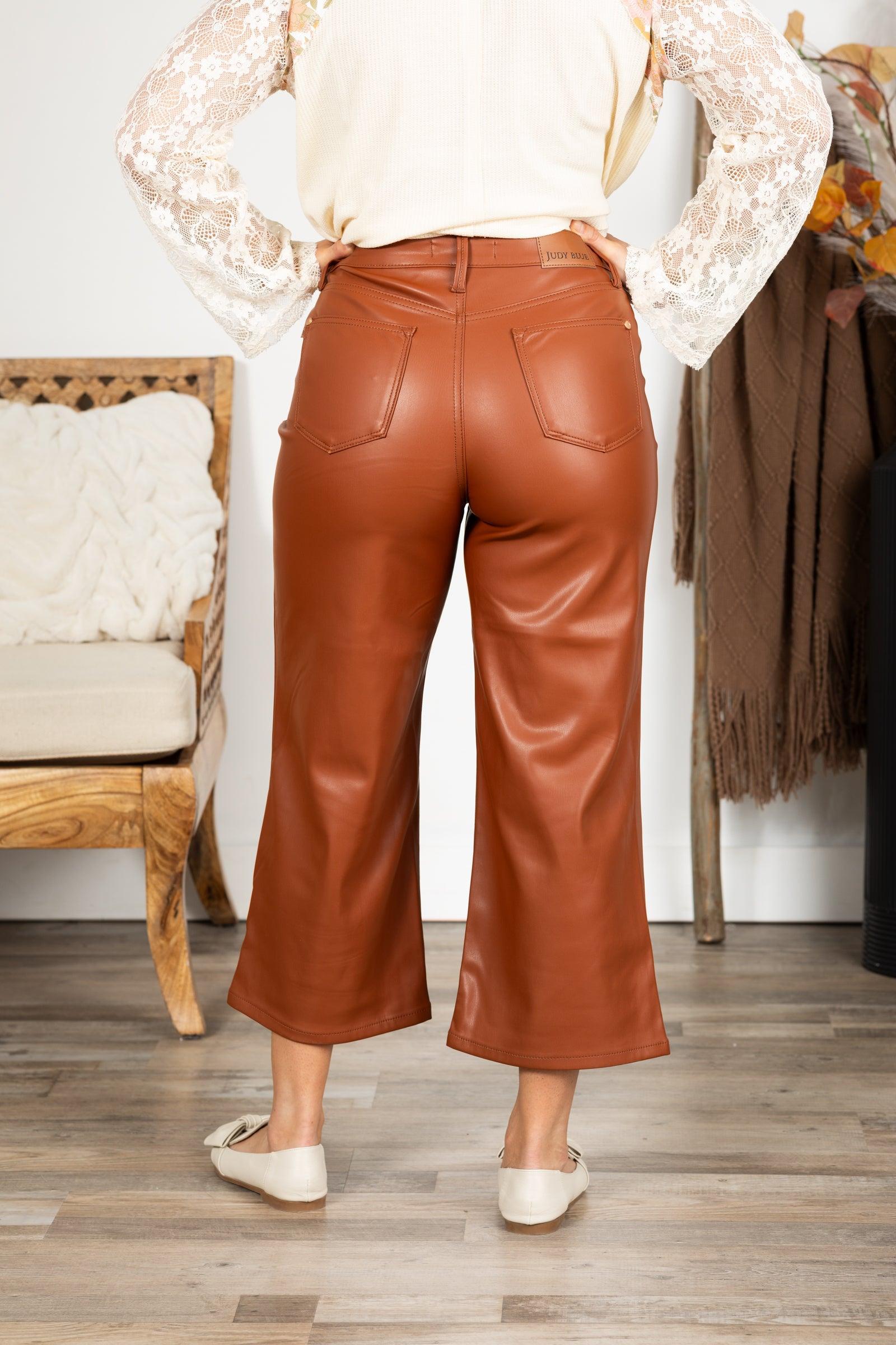 Judy Blue Tummy Control Faux Leather Crop Pant Product Image