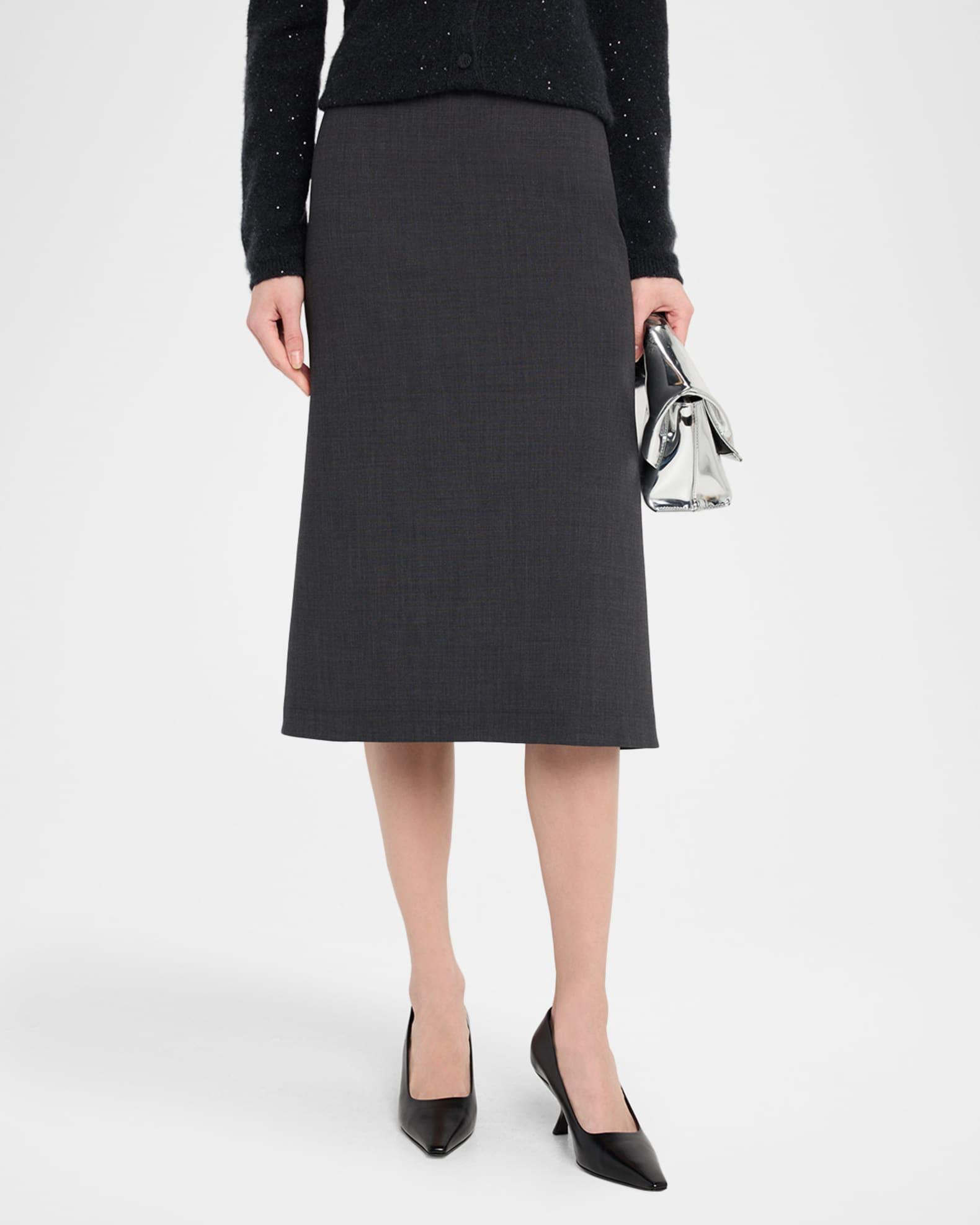 Seamed A-Line Midi Skirt Product Image