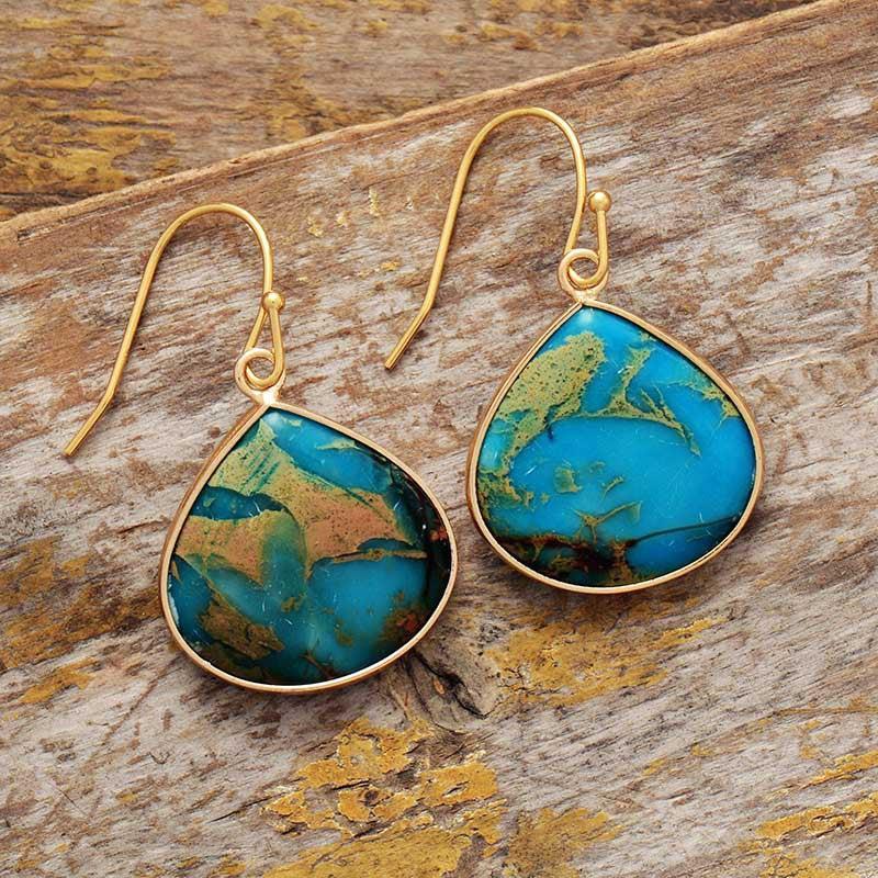 18K Gold-Plated Natural Stone Earrings Product Image