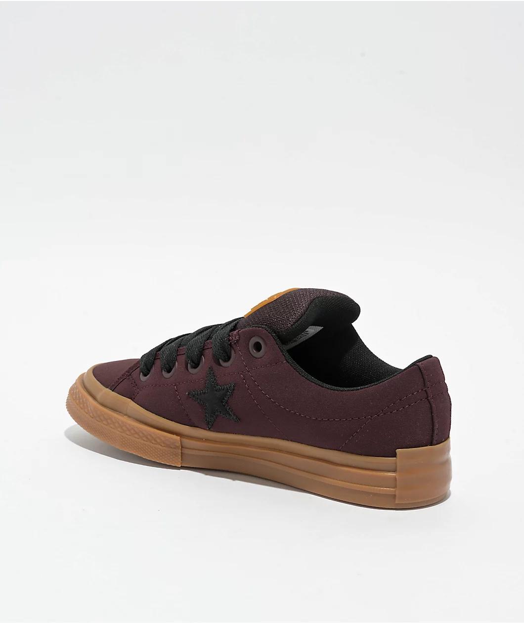 Converse One Star Puffed Bloodstone, Black, & Gum Skate Shoes Product Image