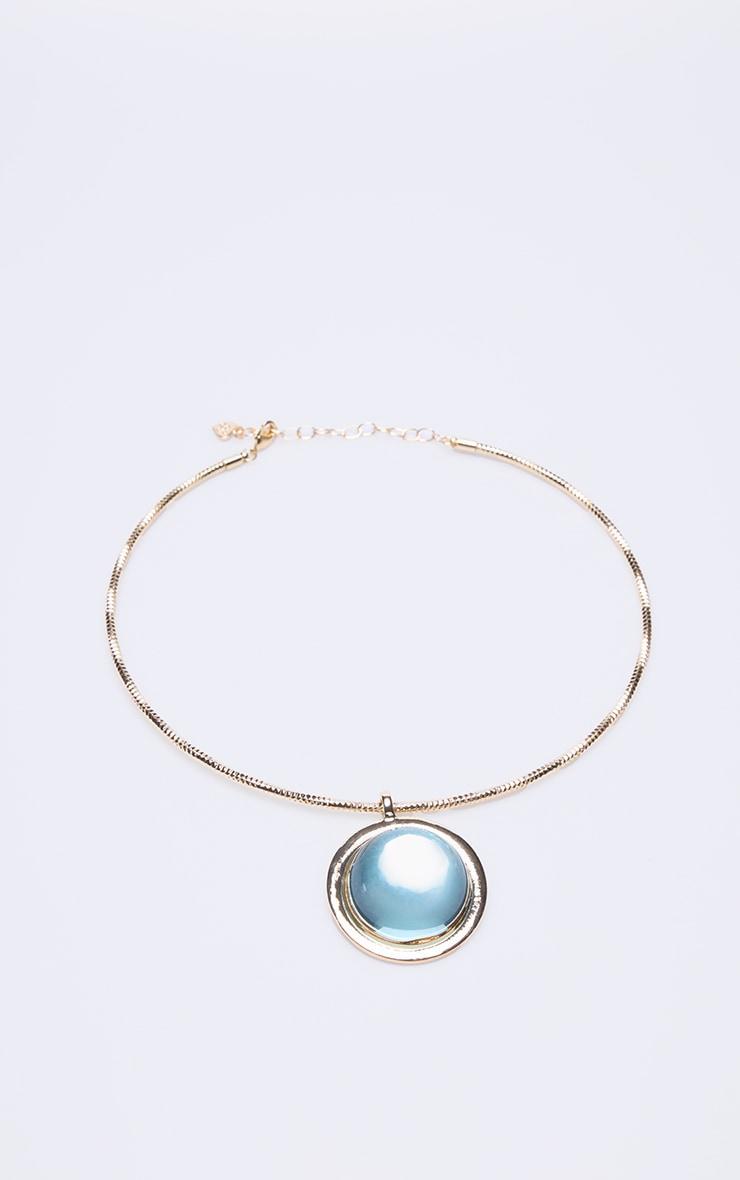 Gold Ribbed Oversized Gem Stone Choker Product Image