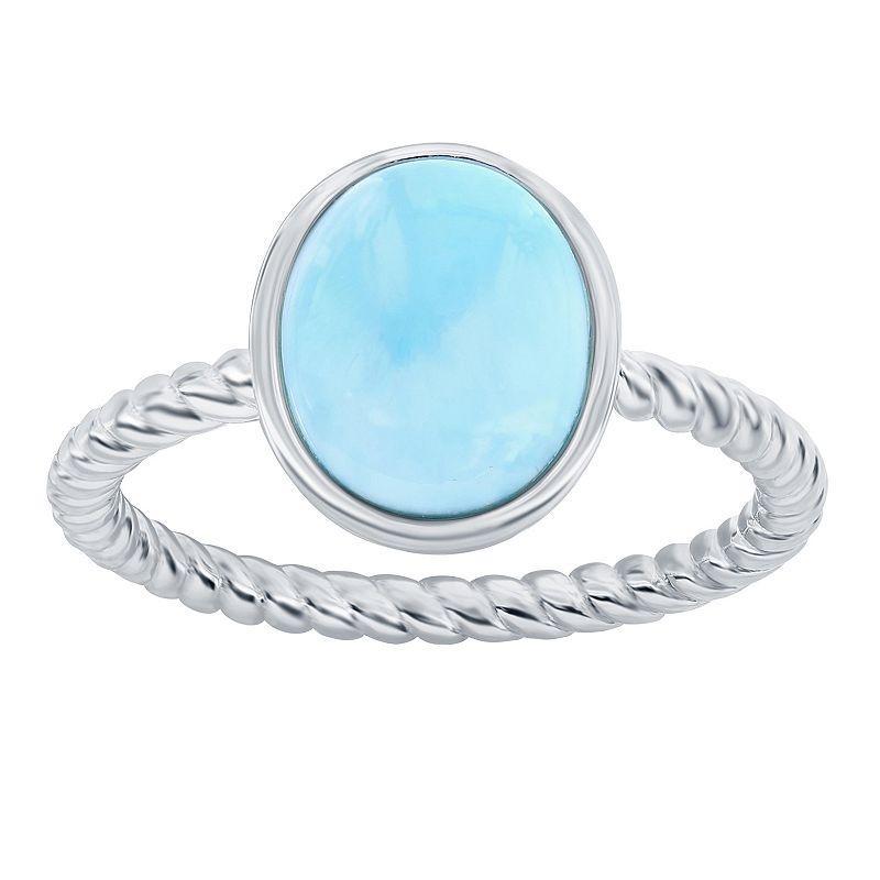 Nautica Rocks Sterling Silver Larimar Rope Band Ring, Womens Product Image