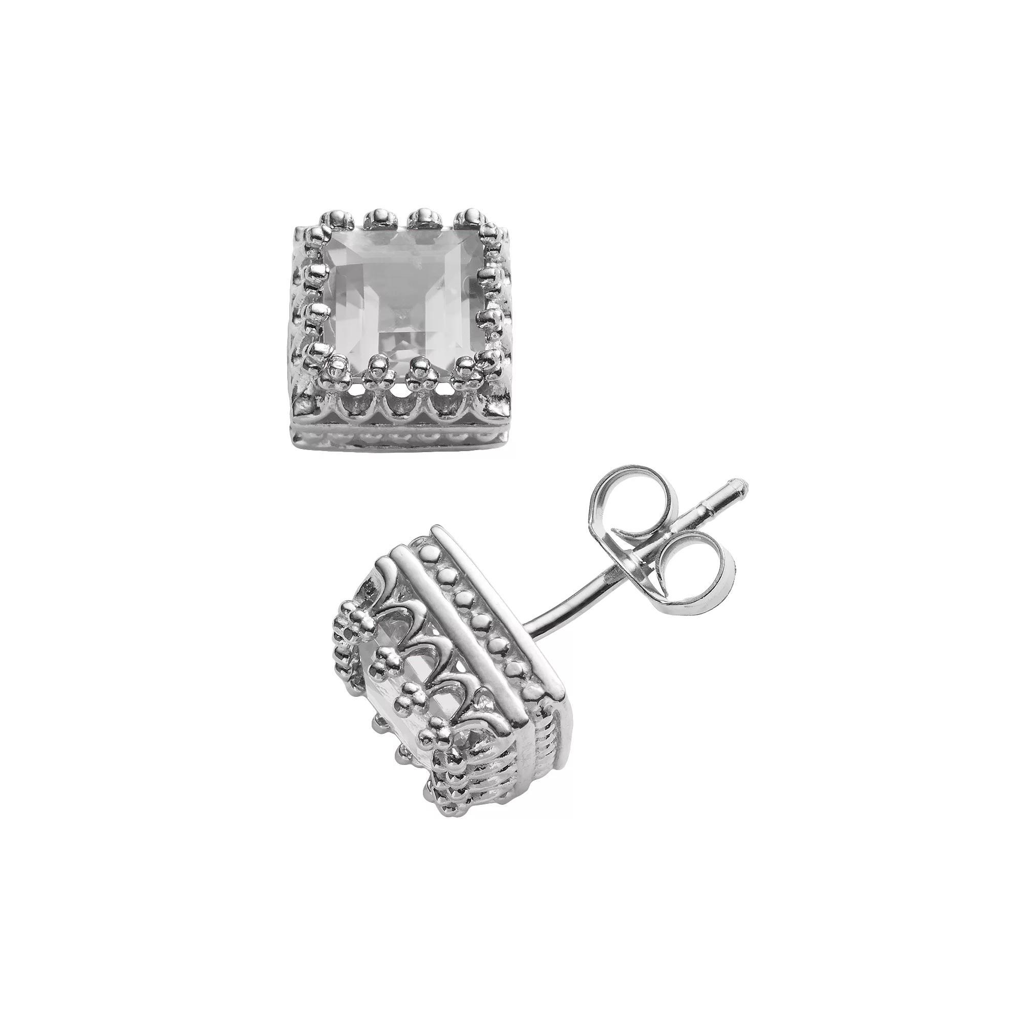 Designs by Gioelli Sterling Silver Genuine Peridot Crown Stud Earrings, Women's, Green Product Image