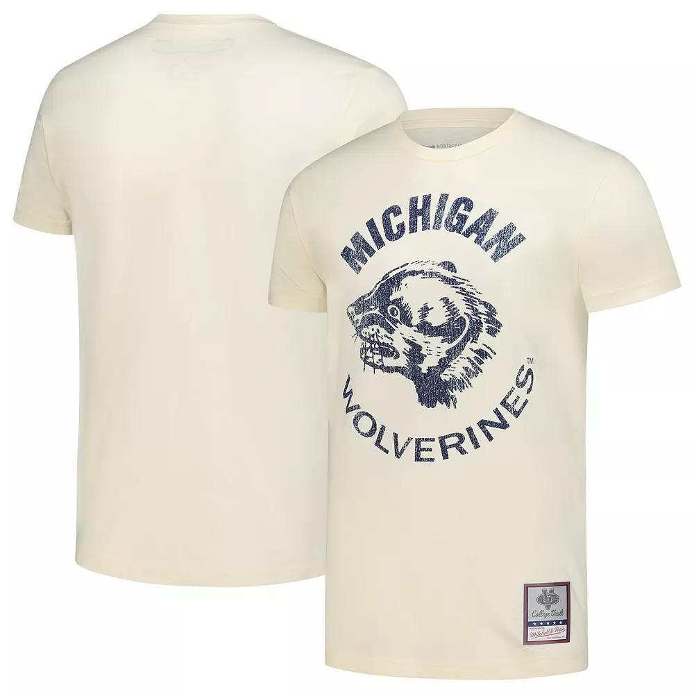Men's Mitchell & Ness Cream Michigan Wolverines Vintage Tone T-Shirt,  Product Image
