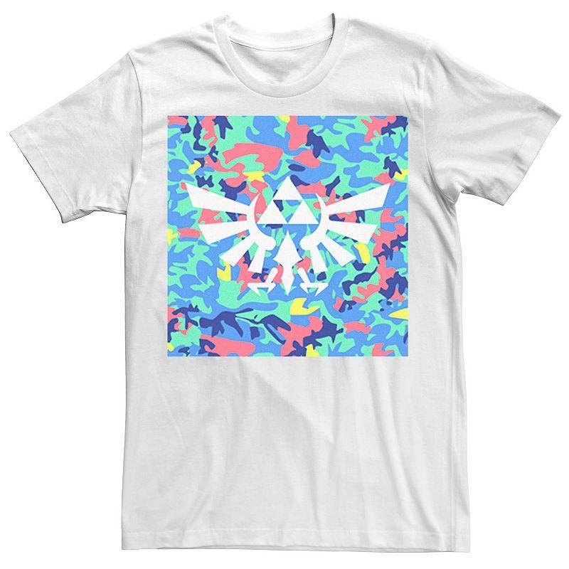 Men's Zelda Neon Camouflage Crest Tee, Size: 3XL, White Product Image