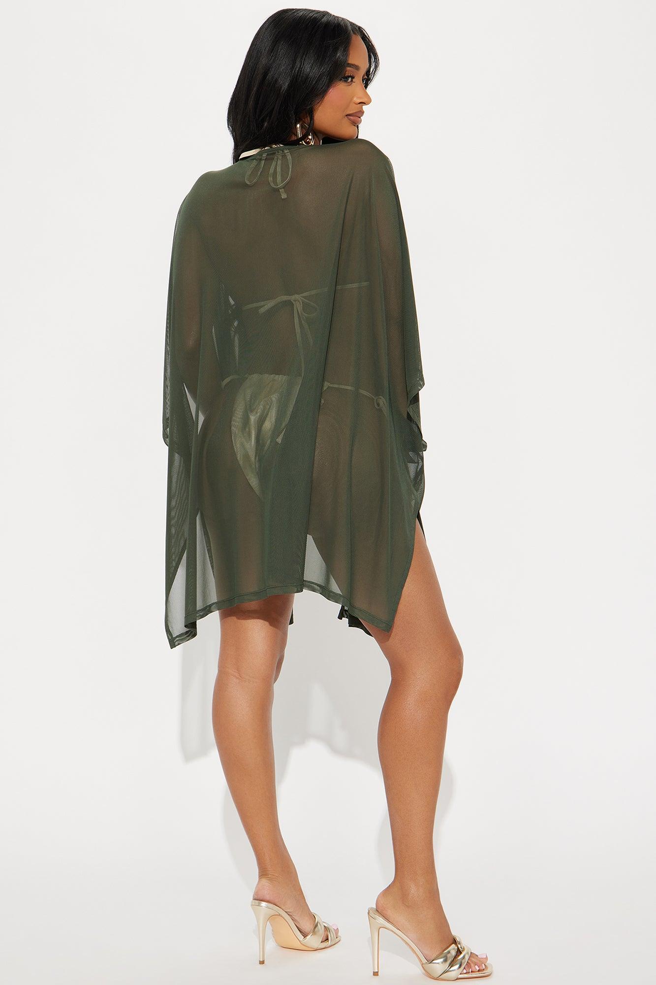Maui Mix And Match Mesh Cover Up Kimono - Olive Product Image
