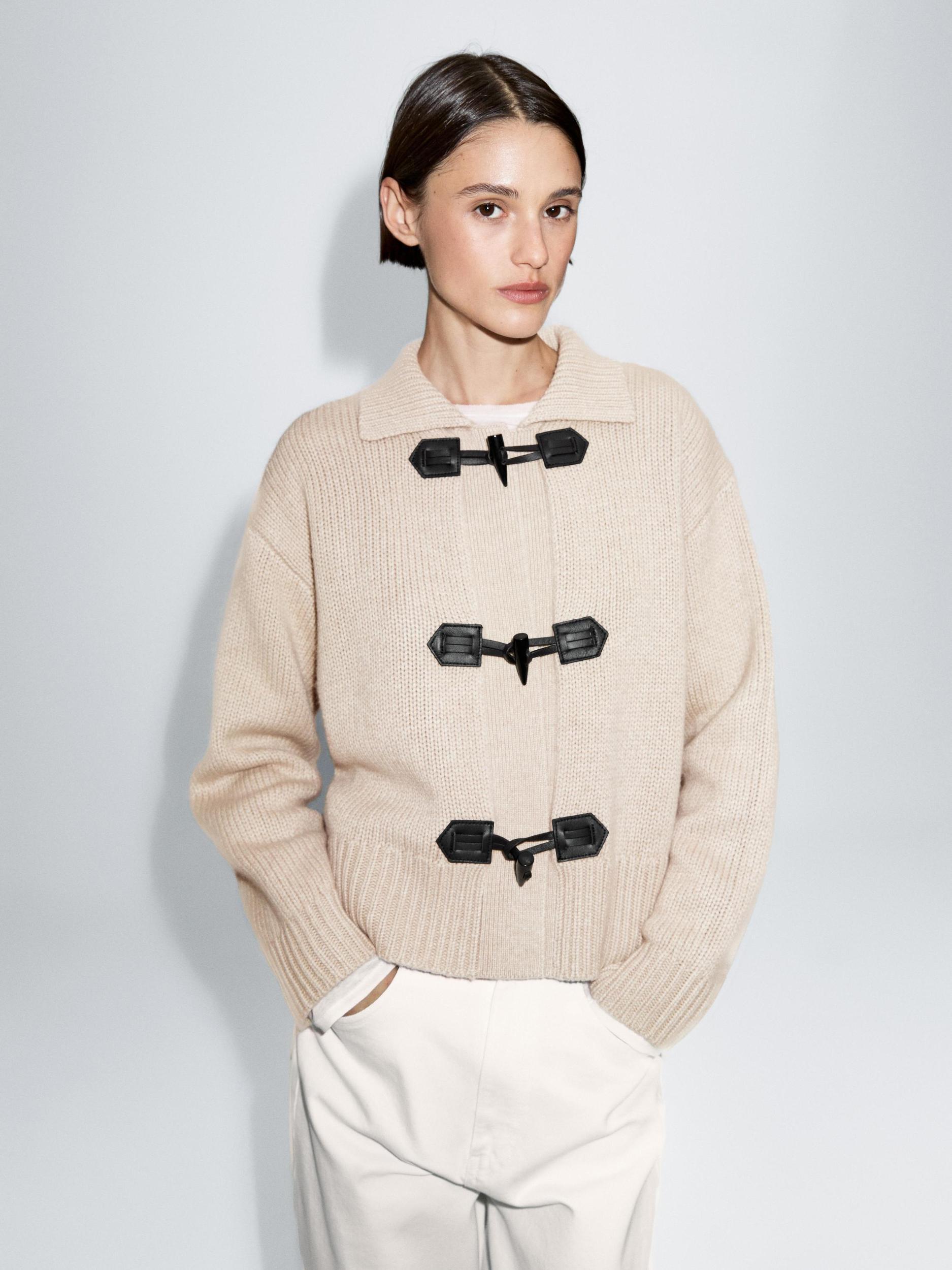 Wool blend cardigan with horn button detail Product Image