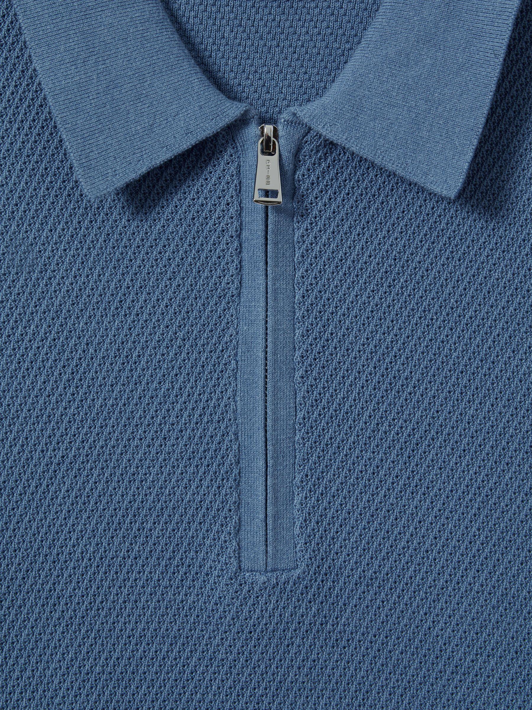 Textured Half-Zip Polo Shirt in Blue Product Image