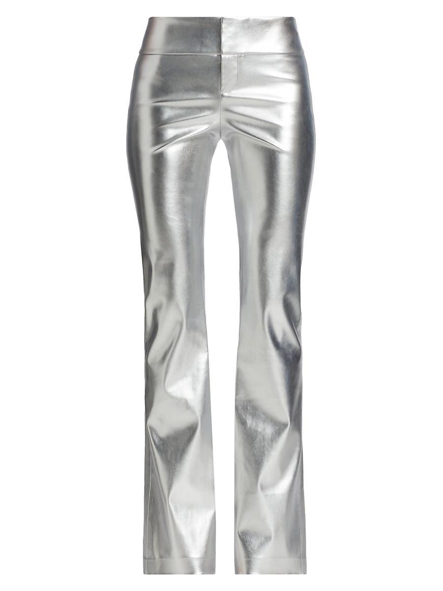 Womens Olivia Metallic Faux Leather Boot-Cut Pants Product Image