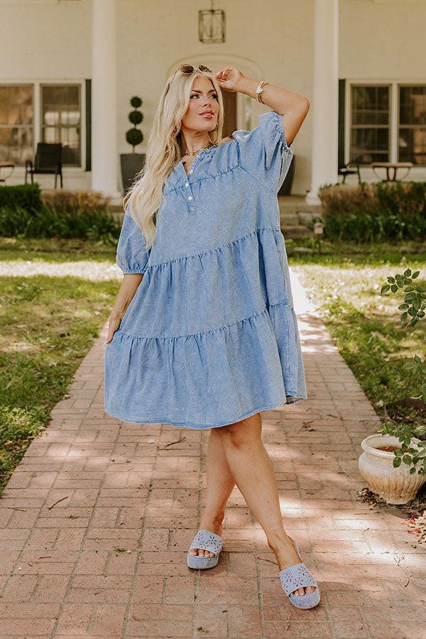Downtown Daze Chambray Mini Dress Curves Product Image