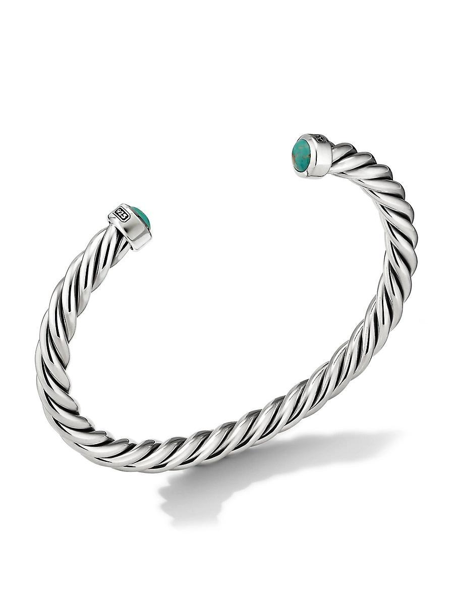 6mm Mens Cable Cuff Bracelet in Silver Product Image