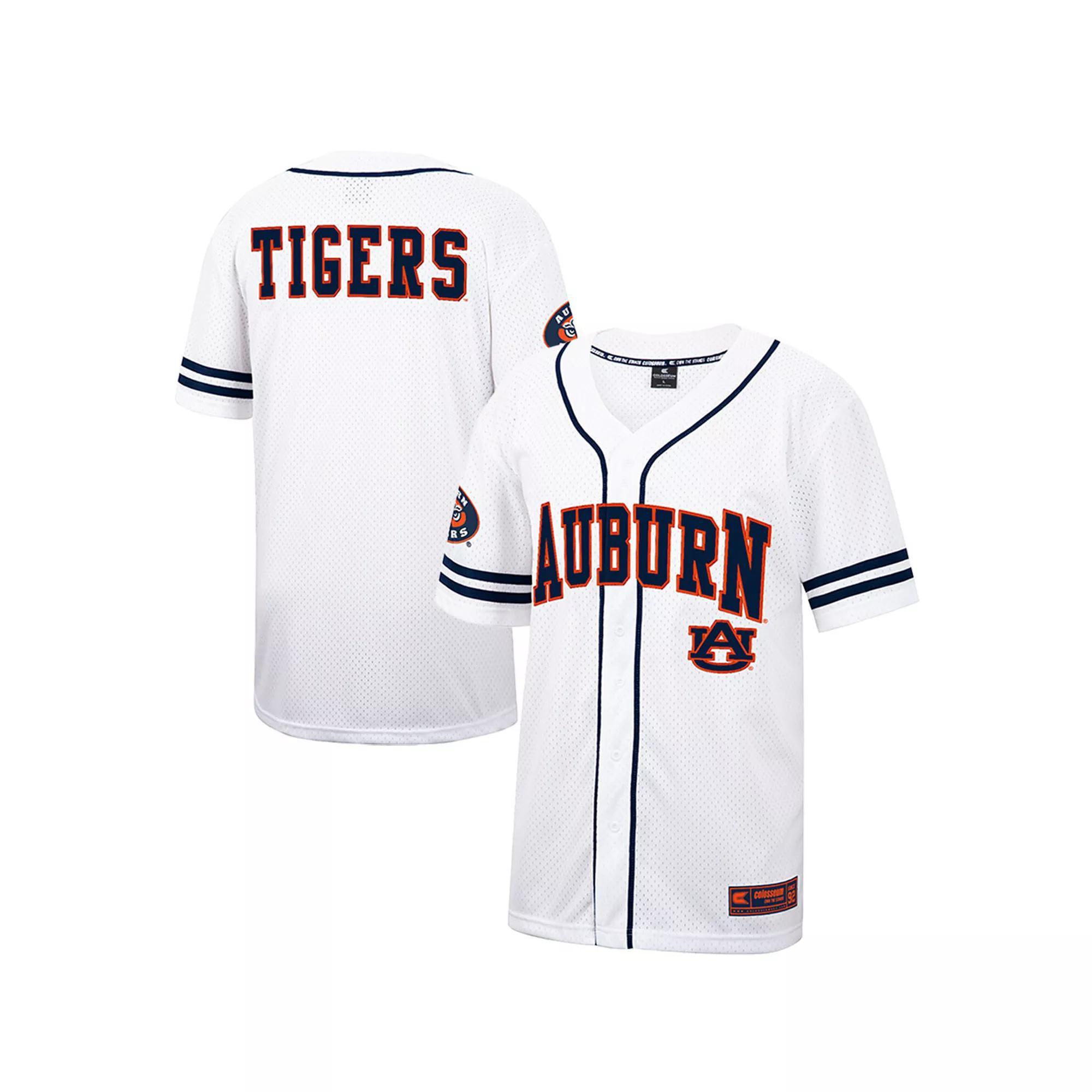 Men's Colosseum White/Navy Auburn Tigers Free Spirited Baseball Jersey, Size: 2XL Product Image