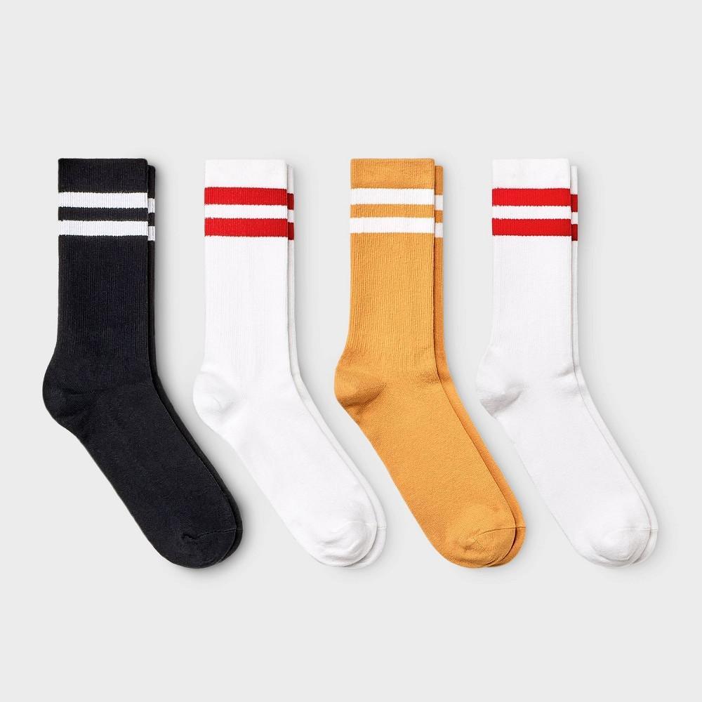 Mens Striped Varsity Crew Socks 4pk - Original Use 6-12 Product Image