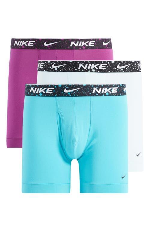 NIKE Men's Dri-fit Essential Cotton Stretch Boxer Briefs (3-pack) In Blue Product Image