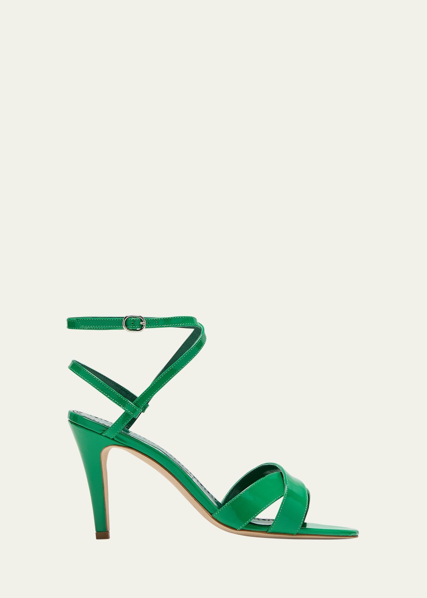 Manolo Blahnik Tormentas 90 Patent Sandal in Green Product Image