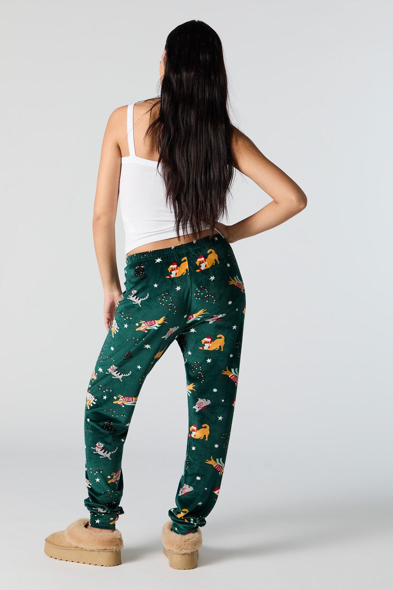 Christmas Print Velour Pajama Jogger Female Product Image