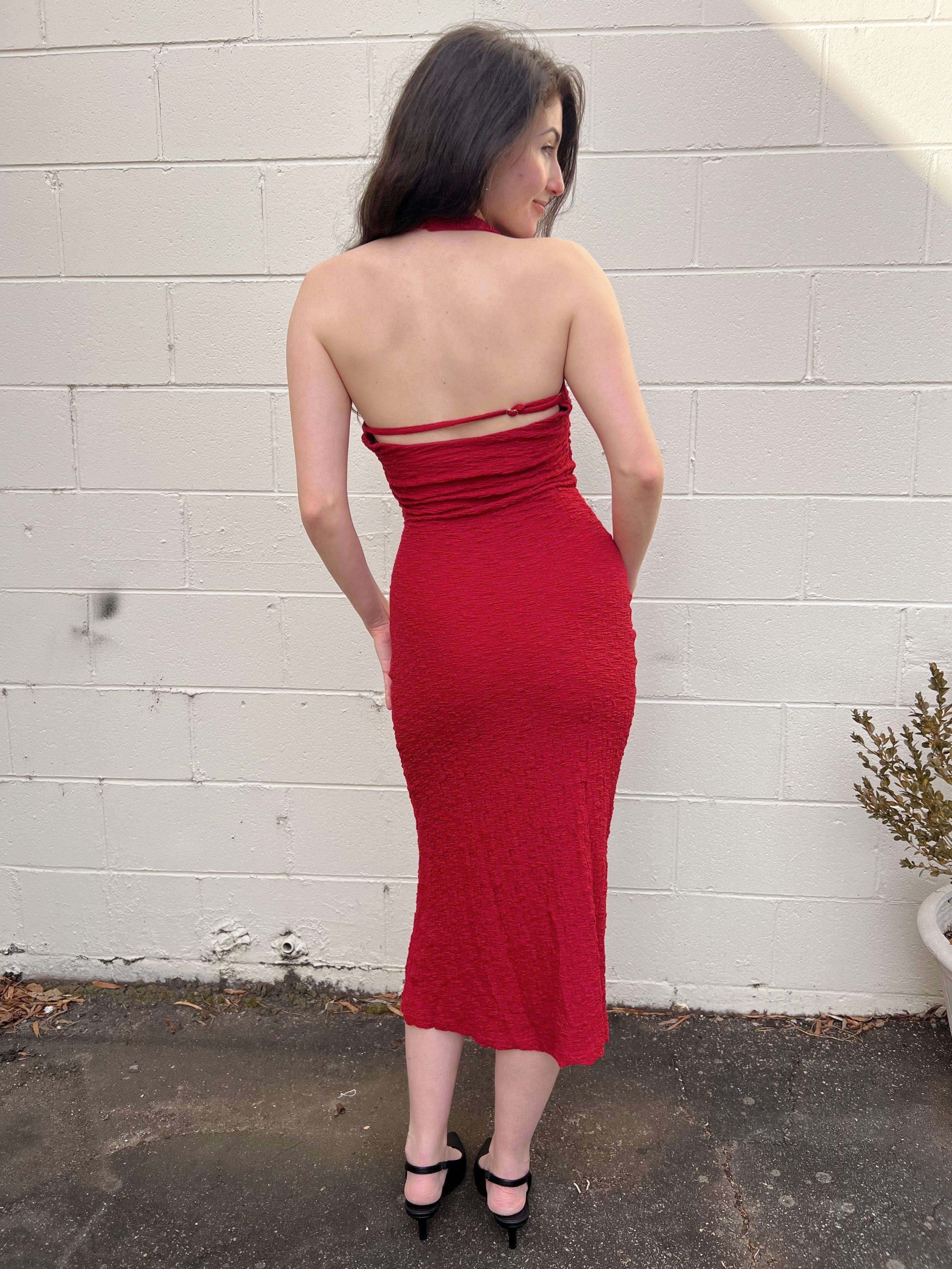 Invite Only Red Halter Dress Product Image