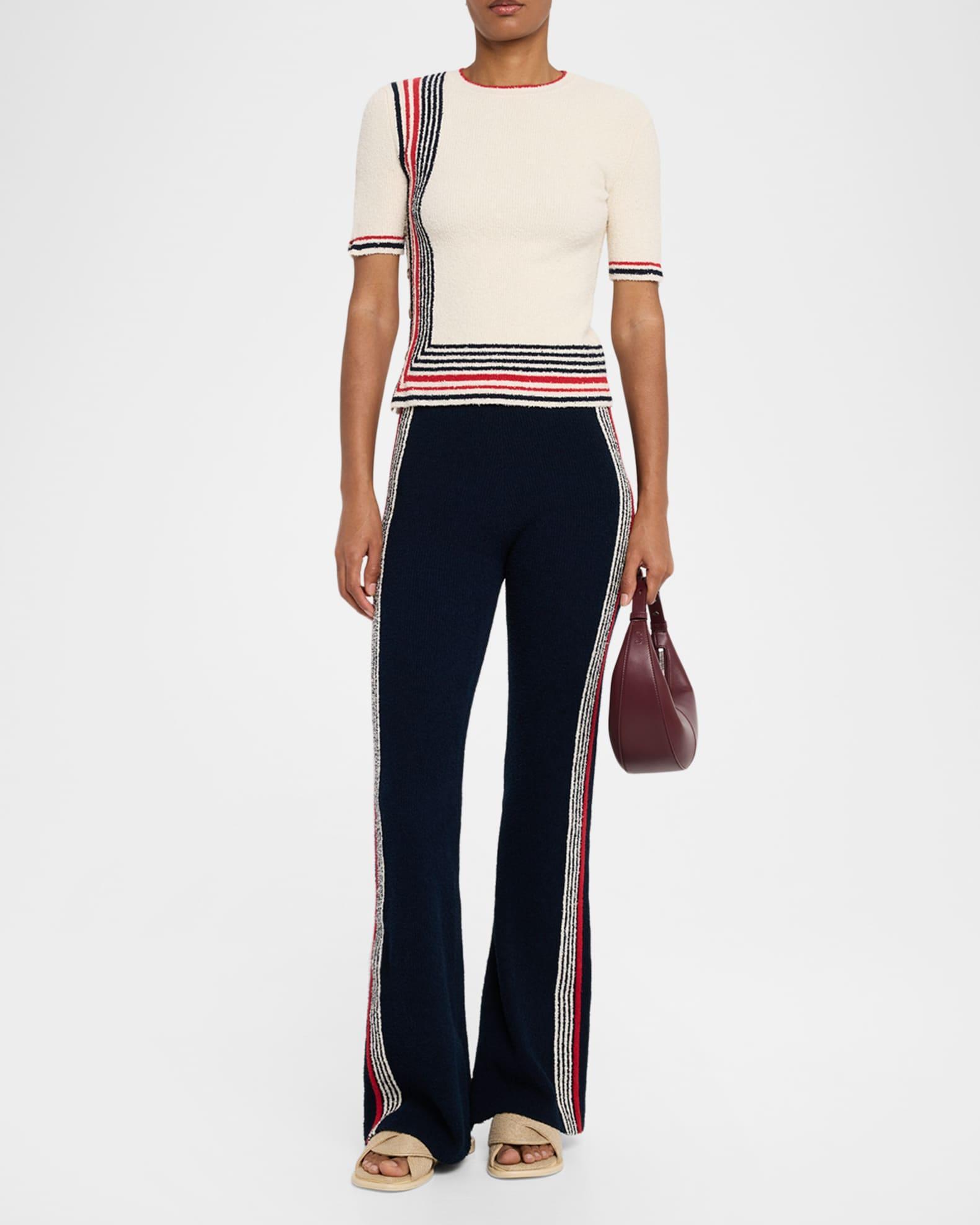 Side Stripe Knit Flare Pants Product Image