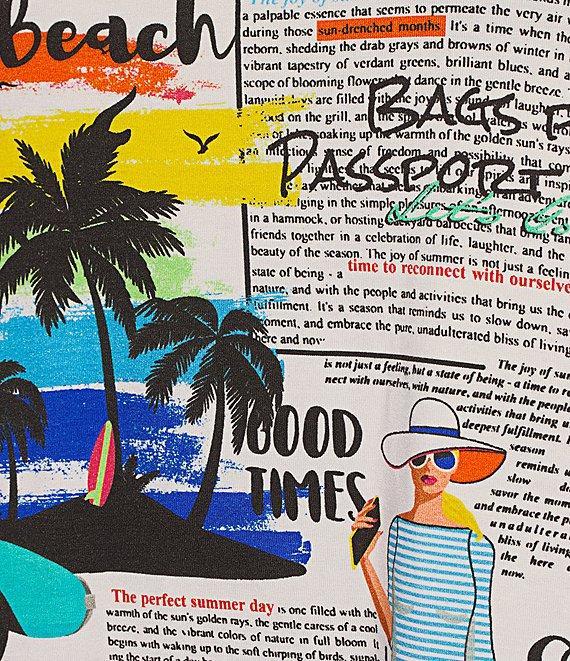 Ali Miles Petite Size Printed Round Neck Short Sleeve Tunic Product Image