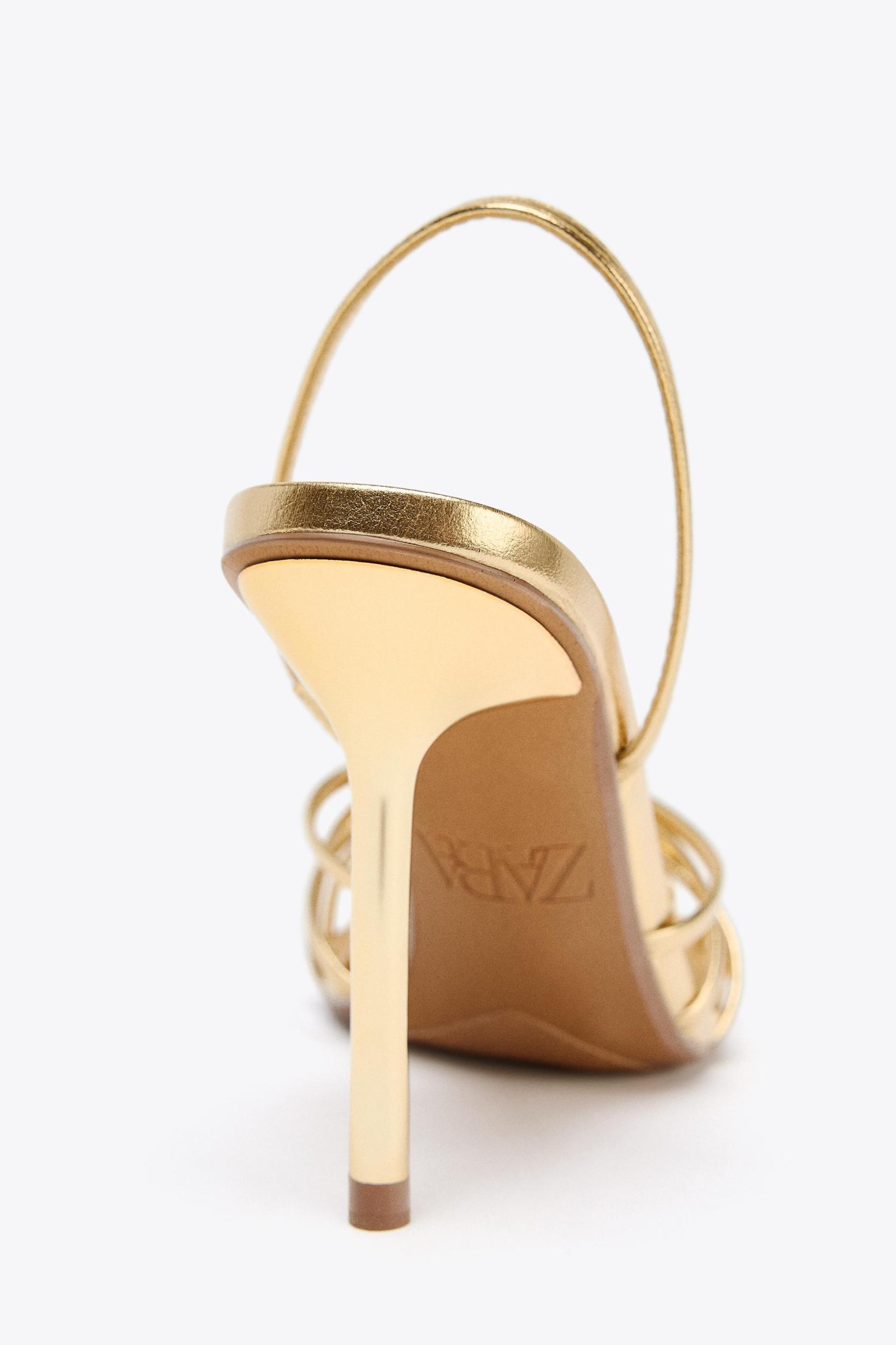 METALLIC EFFECT HEELED SANDALS Product Image