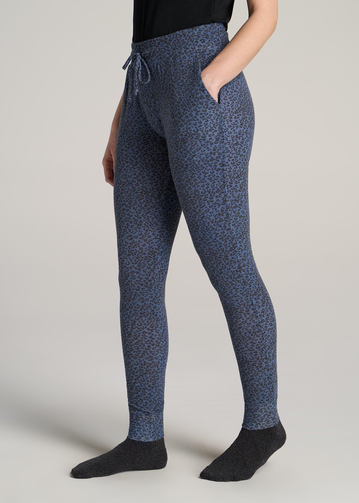 Cozy Lounge Joggers for Tall Women in Navy Leopard Product Image