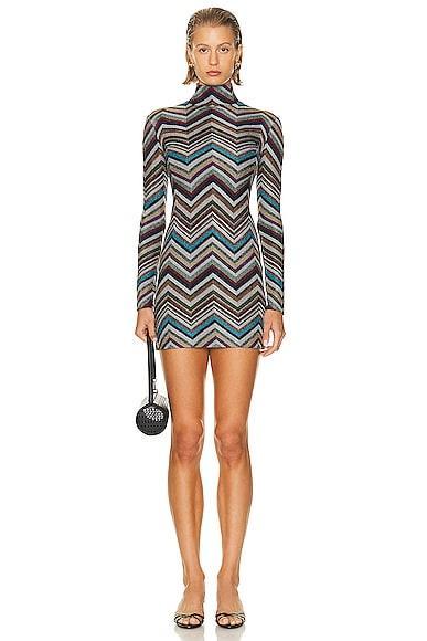 Missoni Long Sleeve Dress In Blue, Red, White, & Nocturnal in Blue Product Image