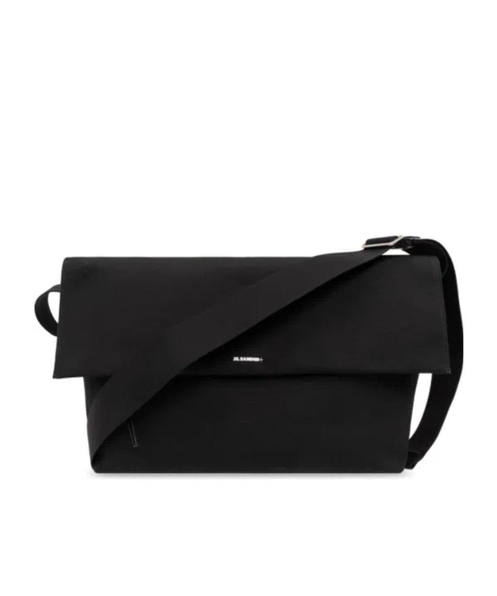 JIL SANDER Logo-printed Interwoven Shoulder Bag In Black Product Image