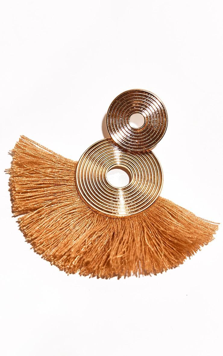 Gold Fringe Disk Statement Earrings Product Image