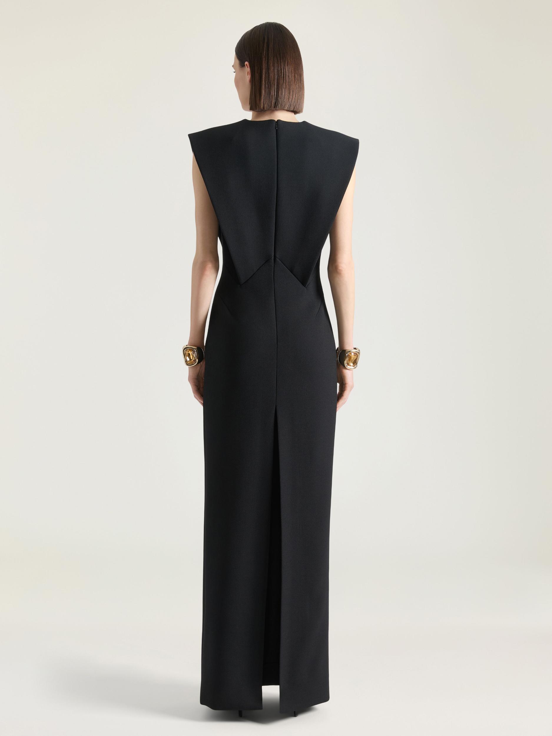 Structured evening dress in wool Product Image