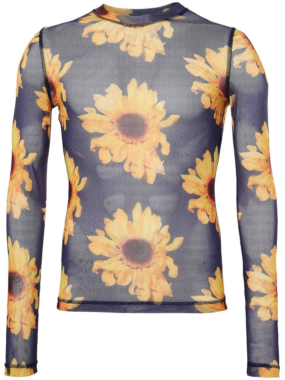 JW ANDERSON Floral-print Sheer Top In Blue Product Image