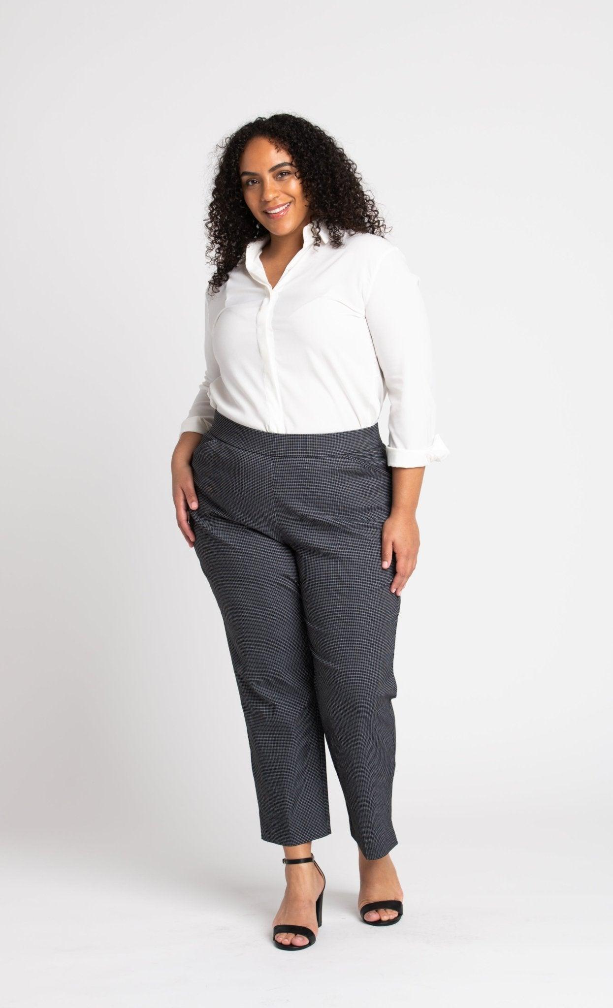 Roz & Ali™ Superstretch Black Grid Pull On Ankle Pants - Plus Product Image