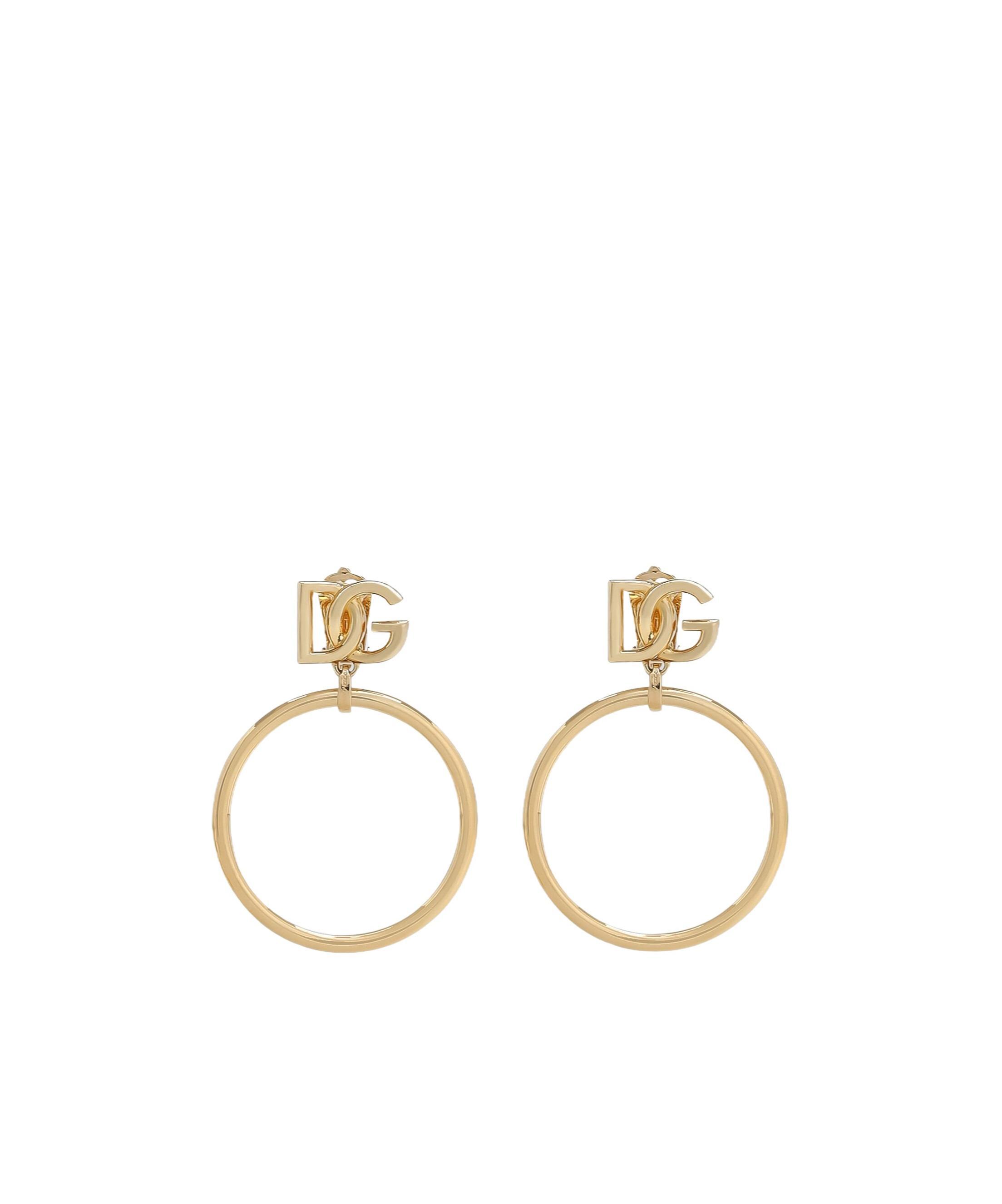 DOLCE & GABBANA Dg Logo-charm Hoop Earrings In Yellow Product Image