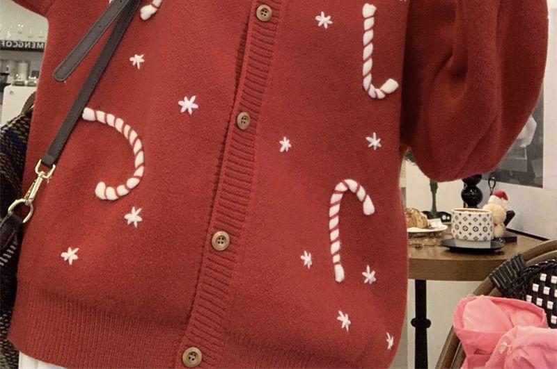 Round Neck X'Mas Oversized Cardigan Product Image