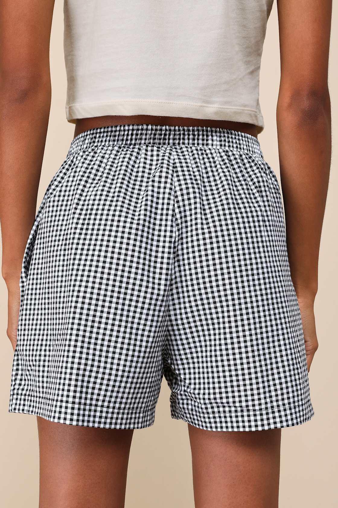 Comfy Season Black and White Gingham Boxer Shorts Product Image