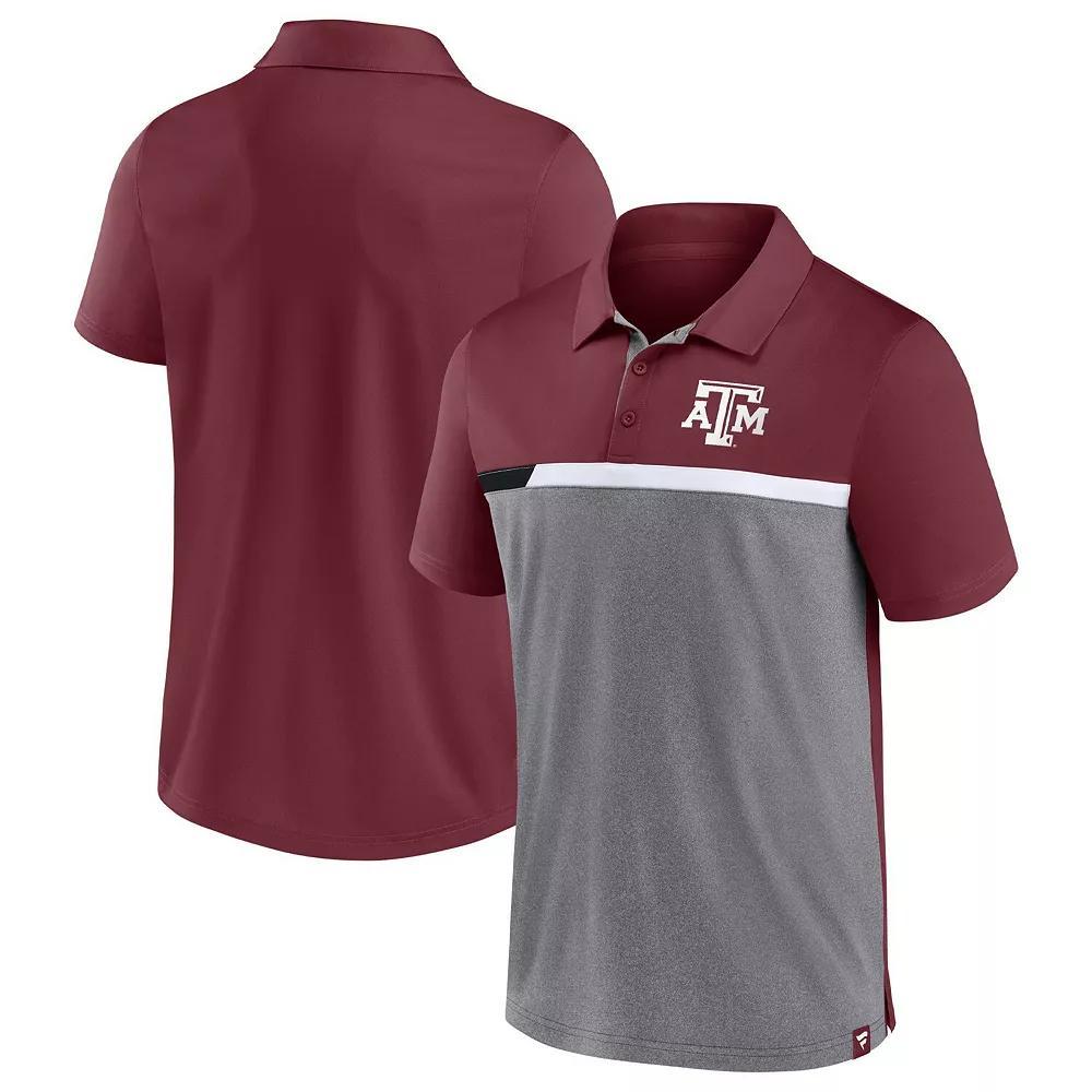 Men's Fanatics Branded Maroon/Heathered Gray Texas A&M Aggies Split Block Color Block Polo,  Product Image