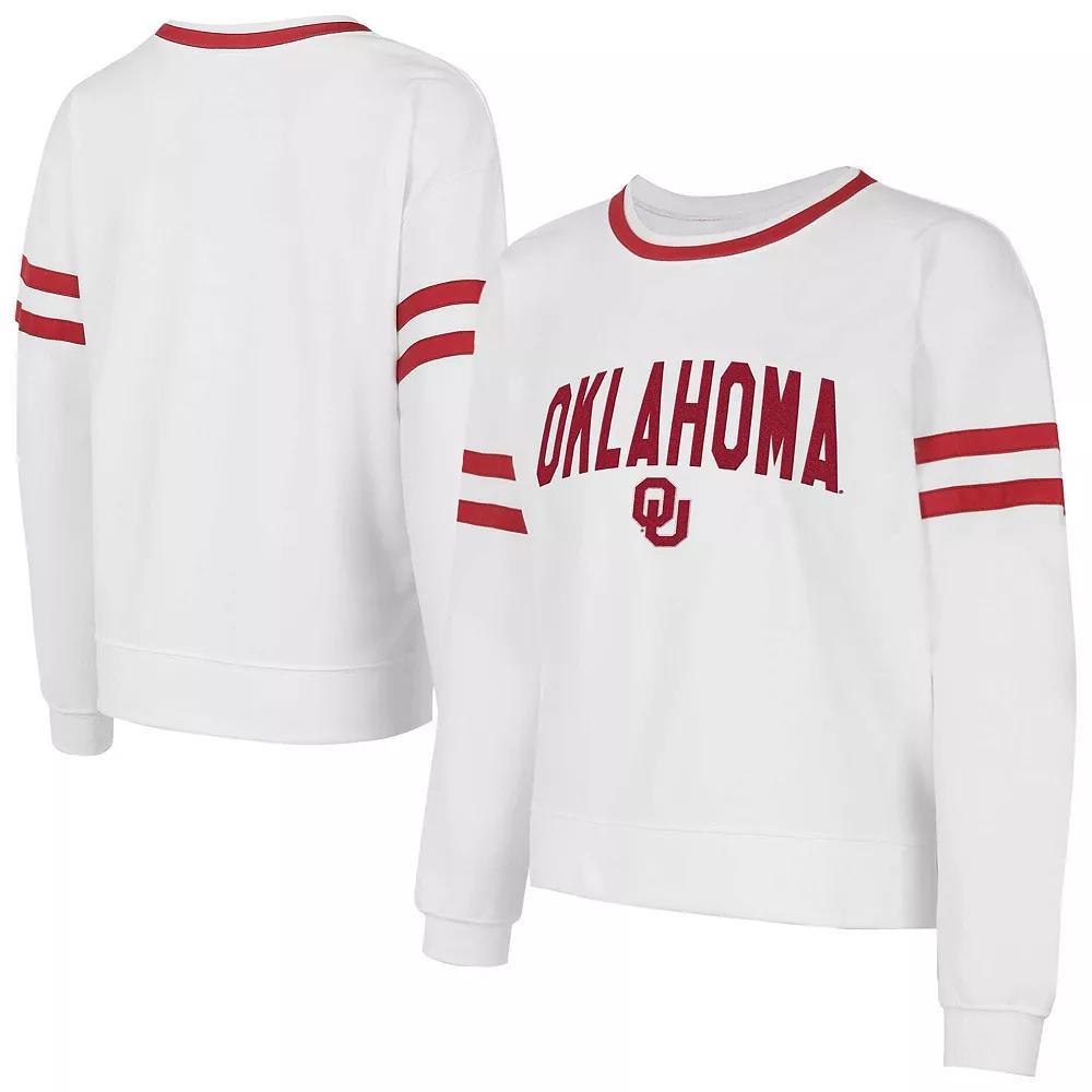 Women's Concepts Sport White Oklahoma Sooners Borough French Terry Arch Over Long Sleeve T-Shirt,  Product Image