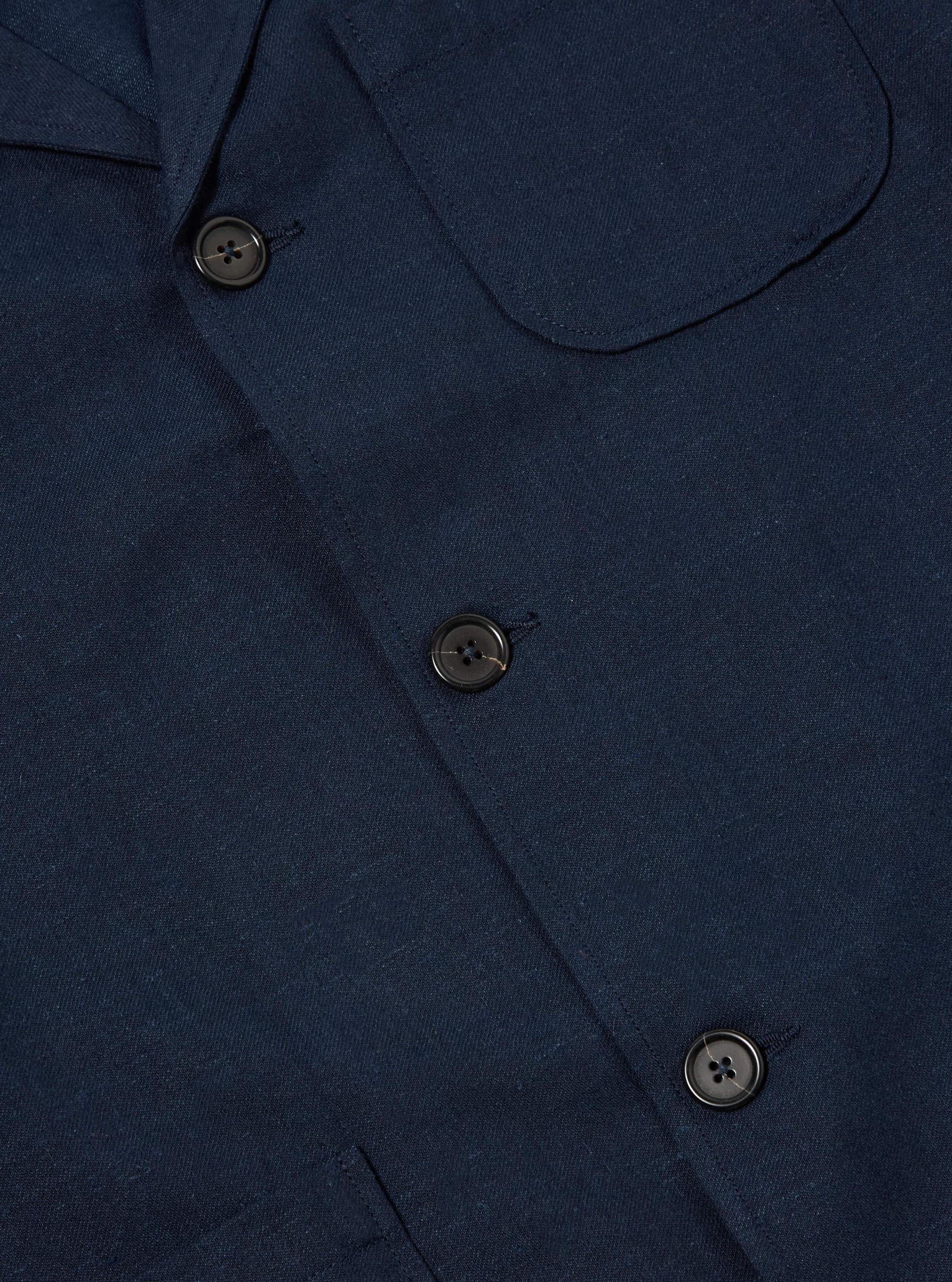 Navy Lord Cotton Linen Three Button Jacket Product Image