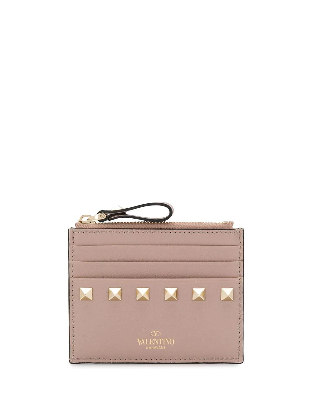 VALENTINO GARAVANI Garavani Rockstud Zip-up Card Case In Powder Product Image