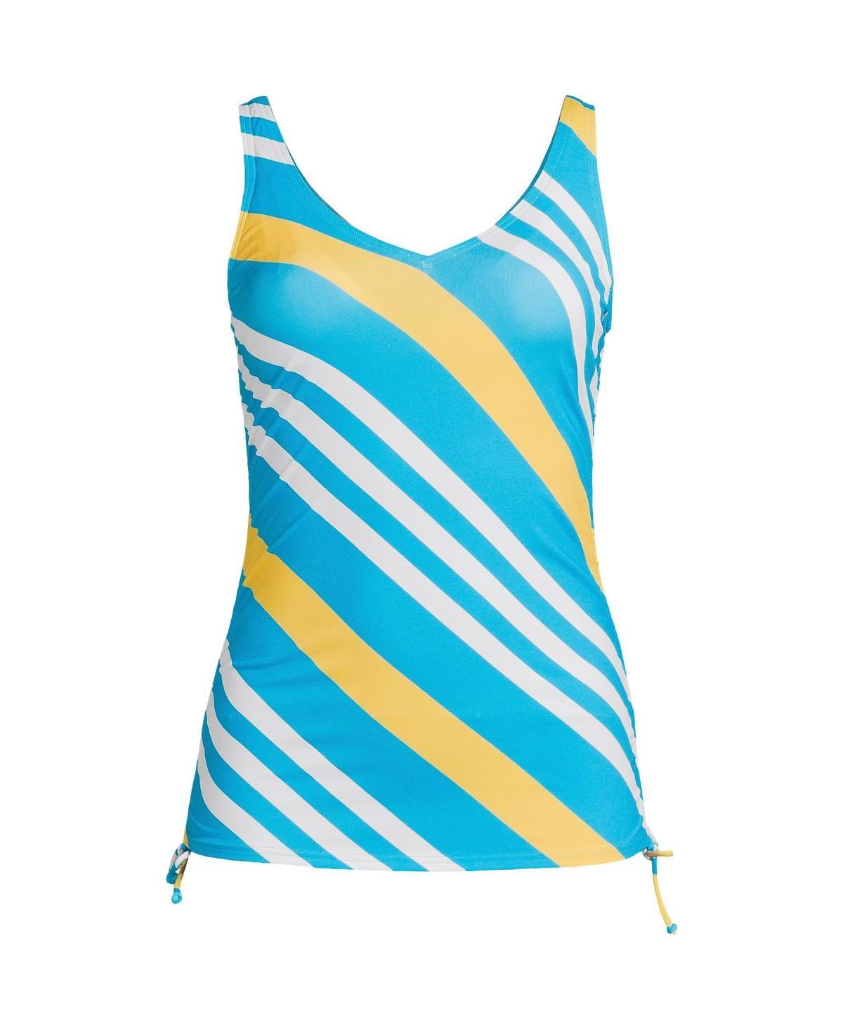 Womens Lands End Ruched-Sides V-Neck UPF 50 Tankini Swimsuit Top Deep Blue Product Image