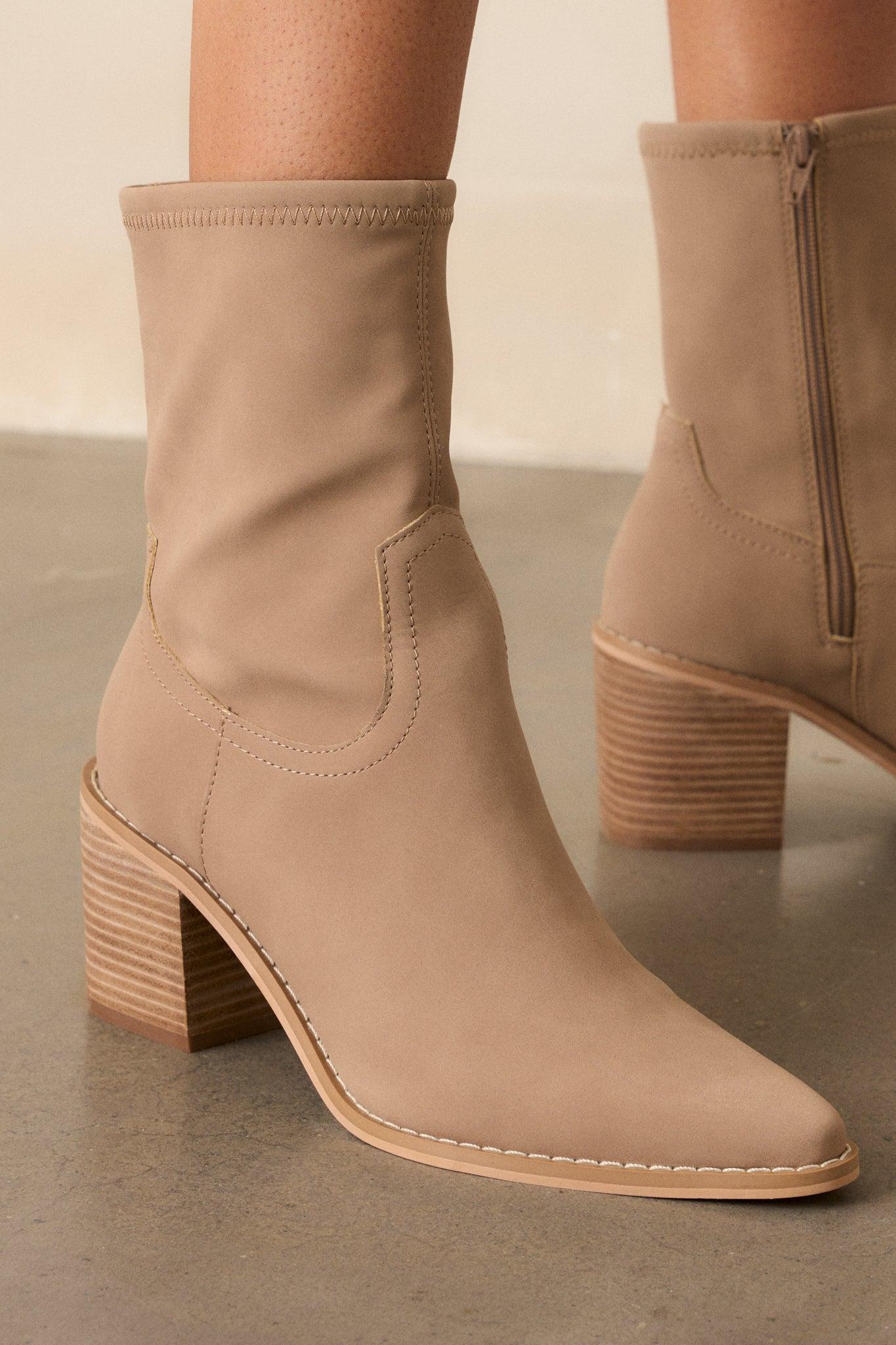 Stride In Style Taupe Ankle Boots Product Image