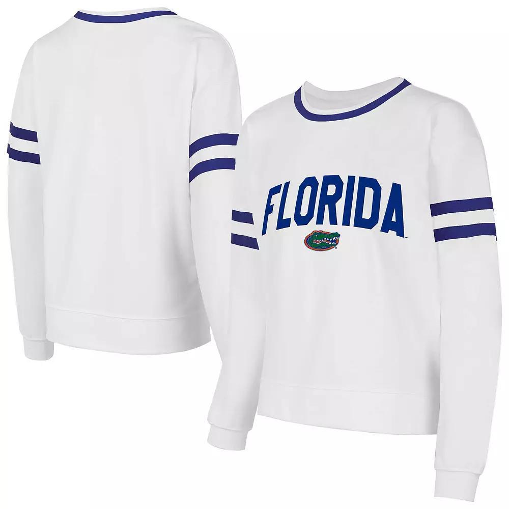Women's Concepts Sport White Florida Gators Borough French Terry Arch Over Long Sleeve T-Shirt,  Product Image
