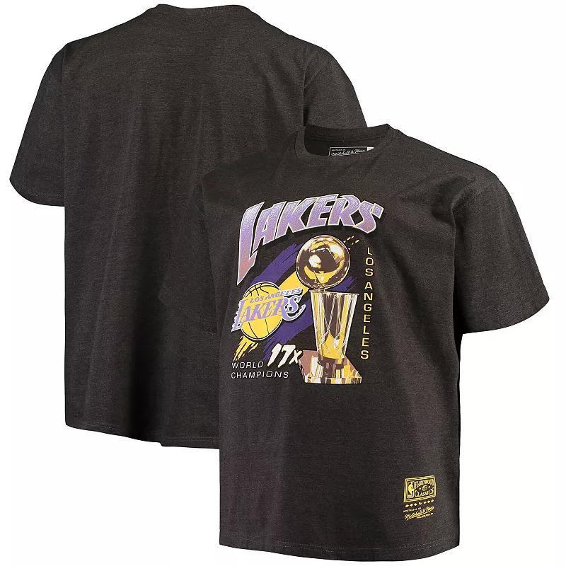 Mens Mitchell & Ness Heathered Charcoal Los Angeles Lakers Big & Tall 17x Trophy T-Shirt Product Image