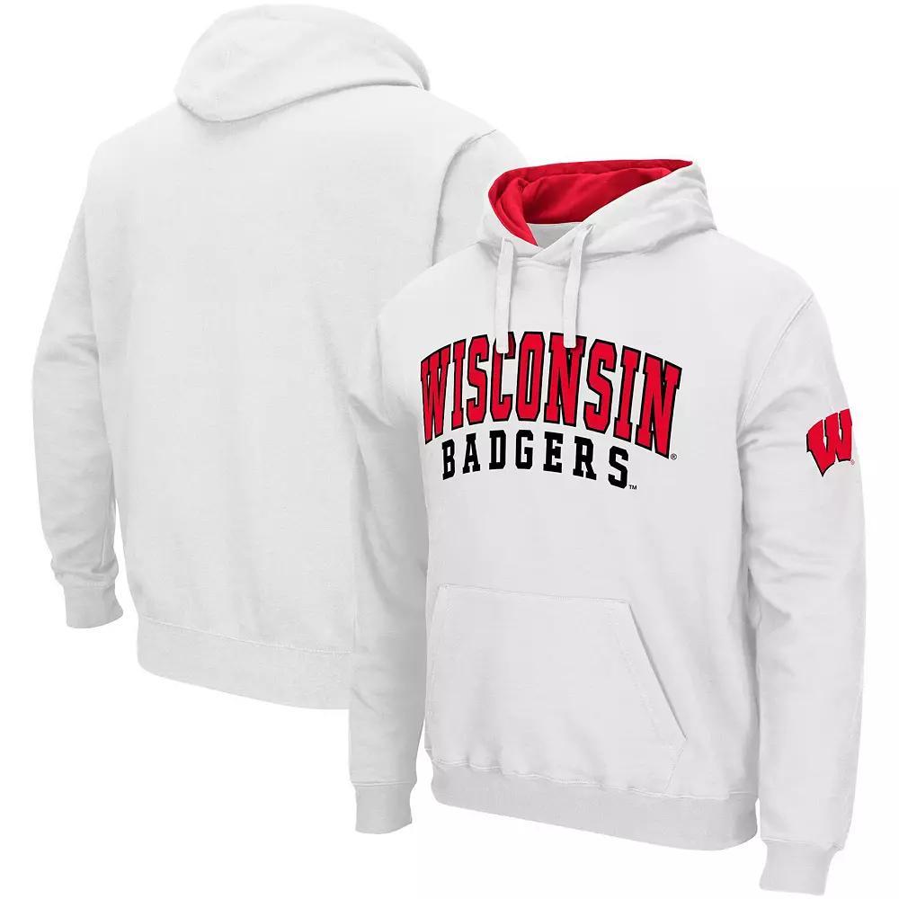 Men's Colosseum White Wisconsin Badgers Double Arch Pullover Hoodie,  Product Image