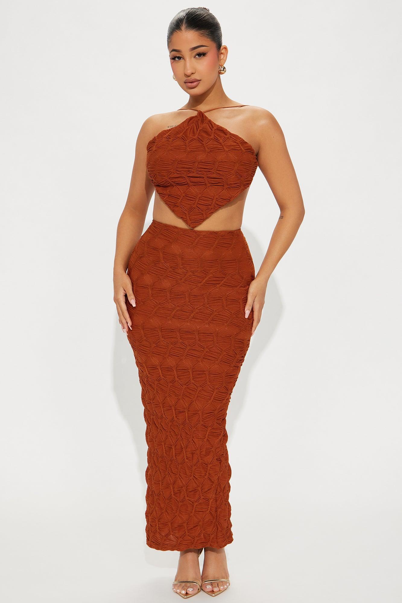 Luna Textured Skirt Set - Mocha Product Image