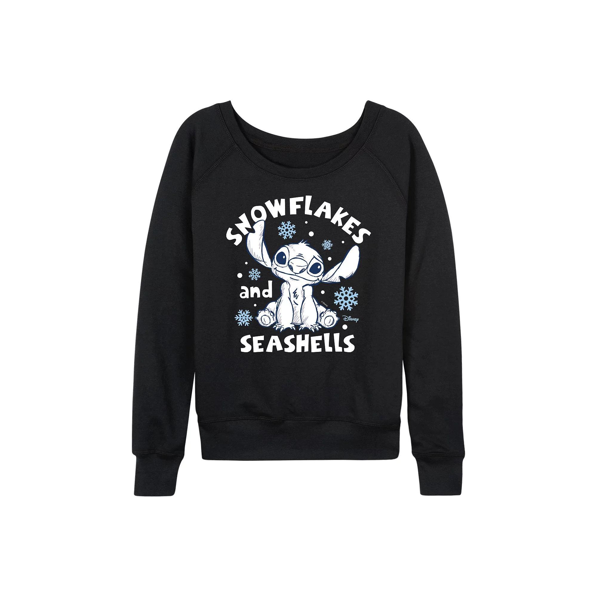 Disney's Lilo & Stitch Women's Snowflakes & Seashells French Terry Long Sleeve Tee,  Product Image