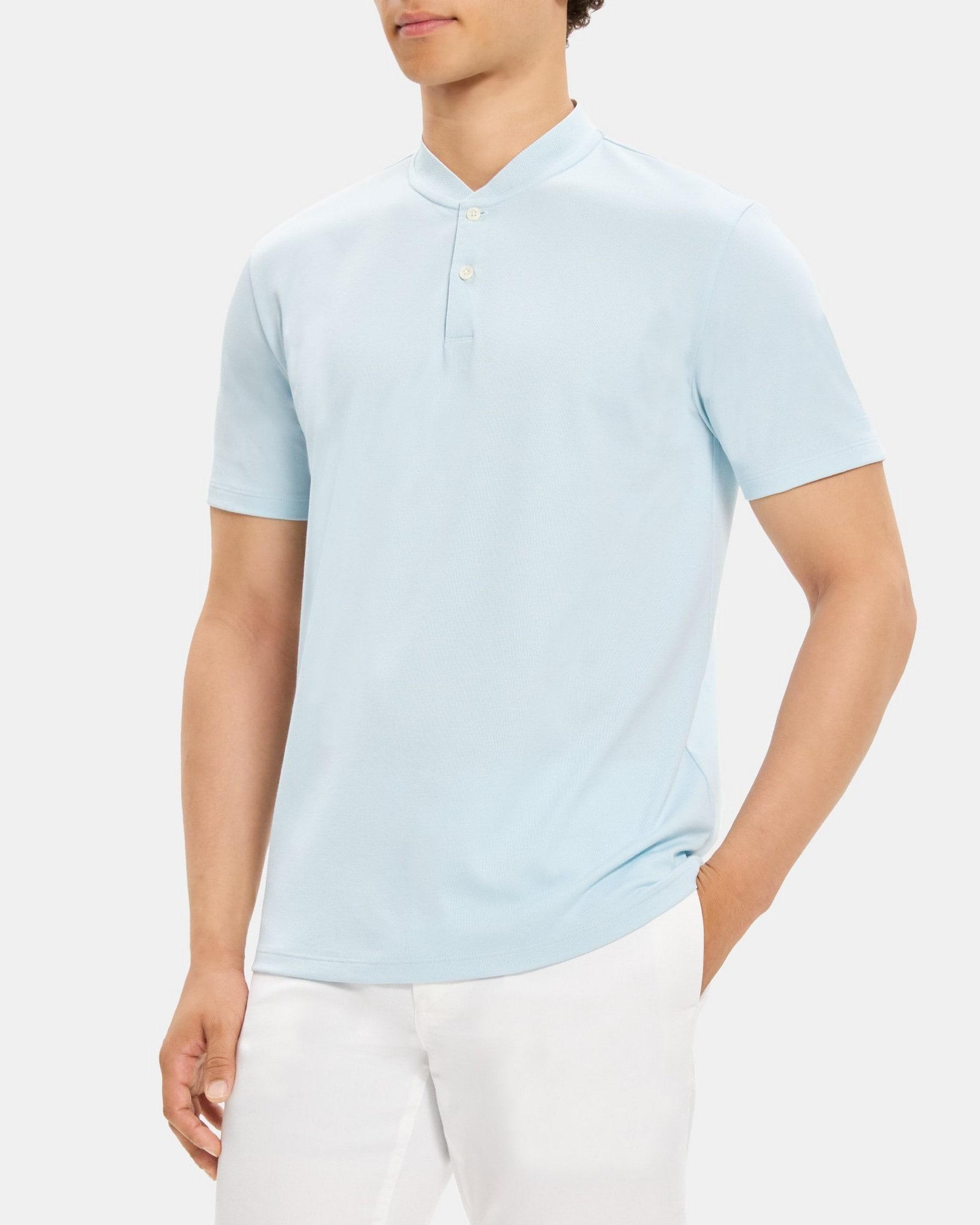 Short-Sleeve Henley Tee in Piqué Cotton Product Image