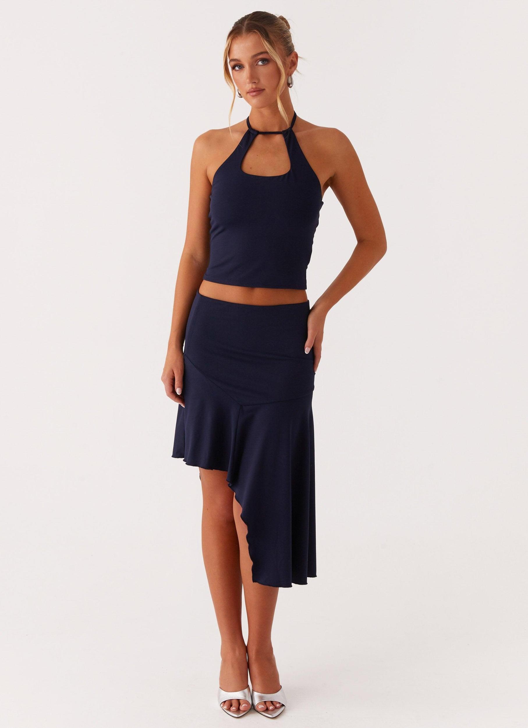 Paris Nights Halter Top - Navy Product Image