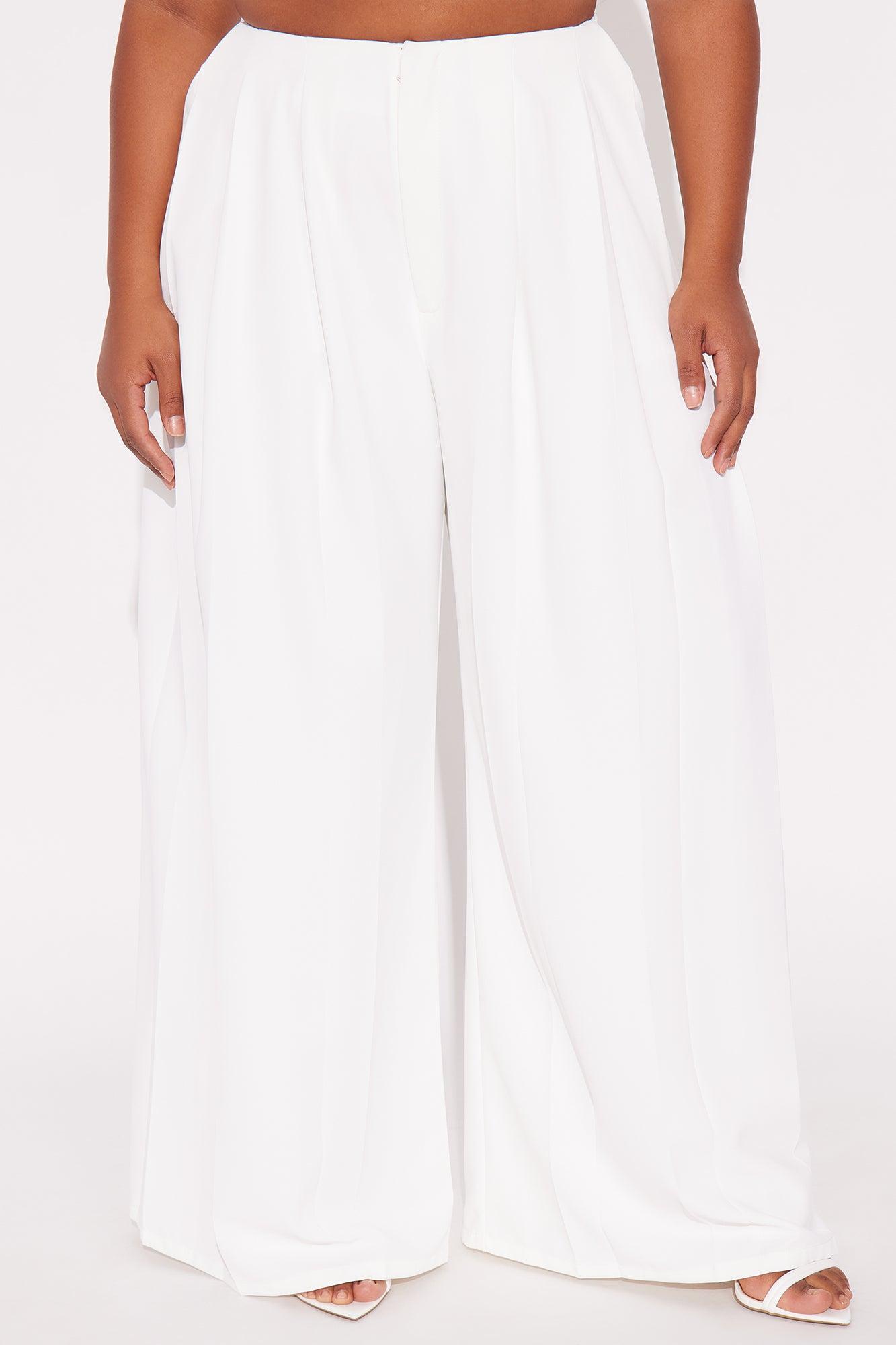 Blaire Wide Leg Trouser - White Product Image