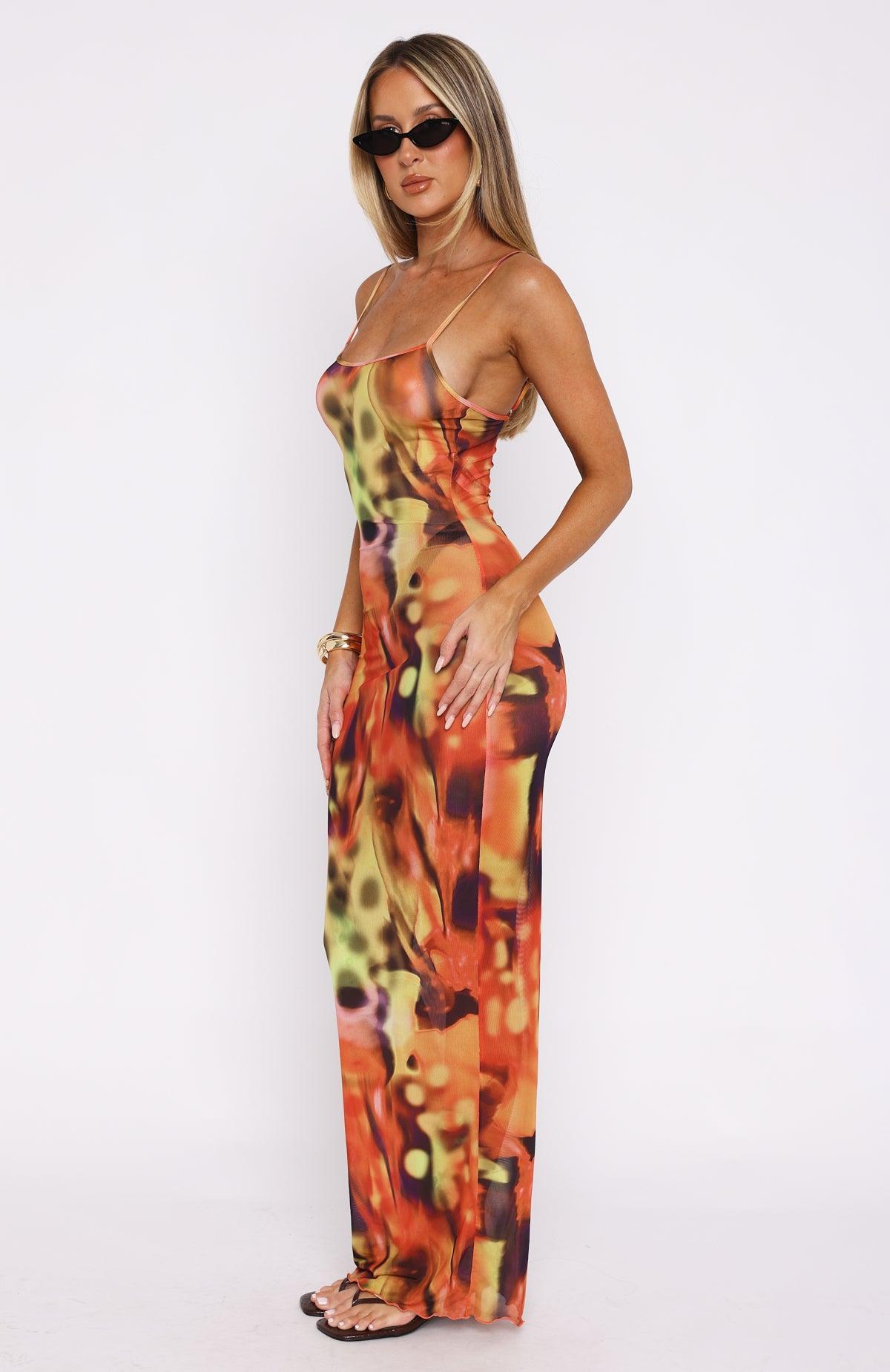 Still Waiting Mesh Maxi Dress Passionfruit Mojito Product Image