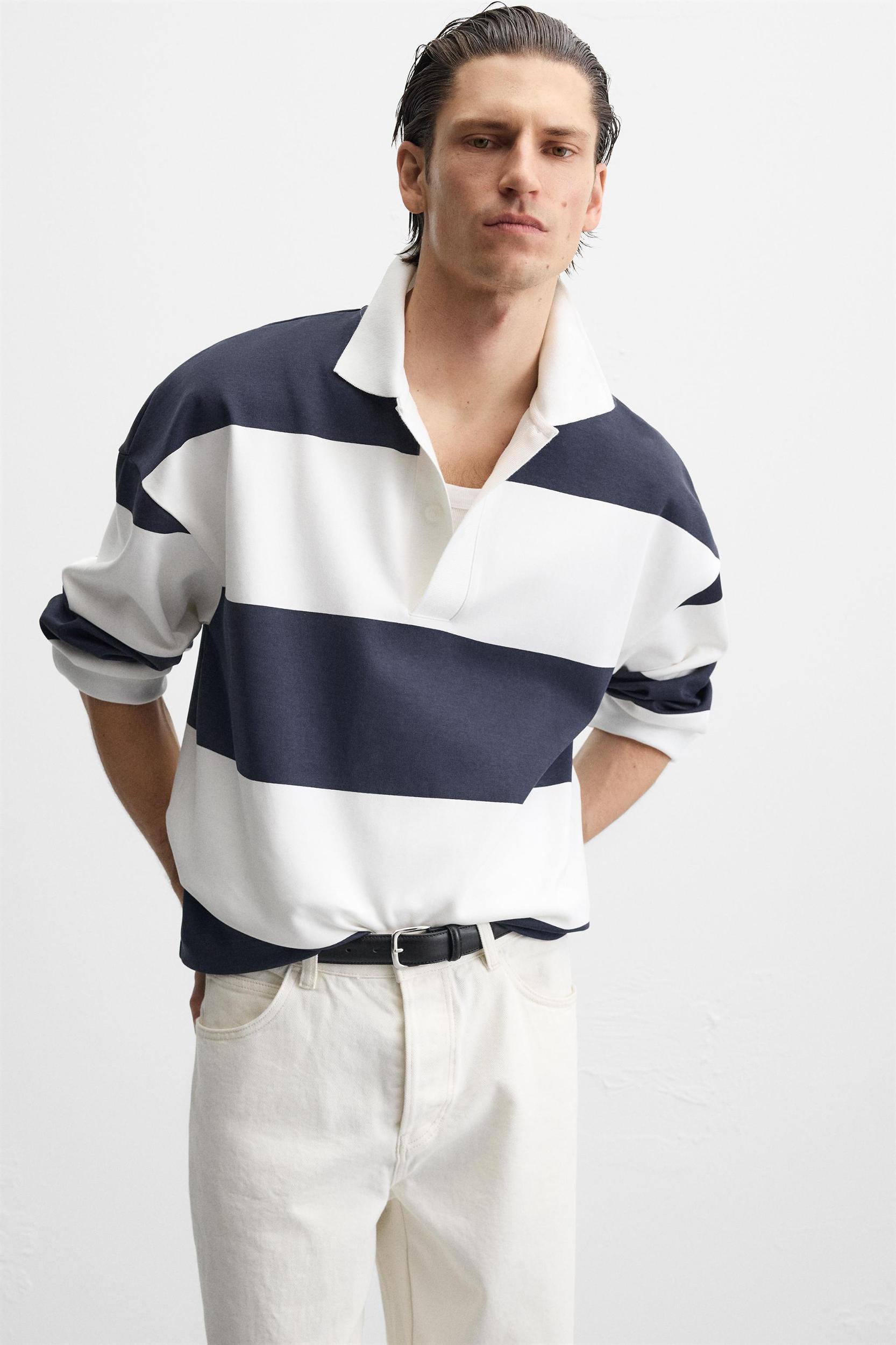 PRINTED STRIPED POLO SHIRT Product Image